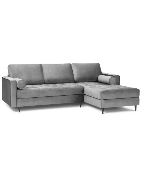 Canapé d'angle droit velours santo 4 places gris clair - 236x170x90 cm