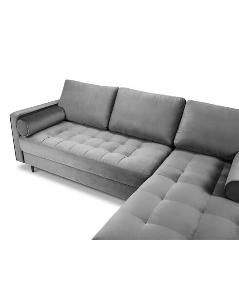 Canapé d'angle droit velours santo 4 places gris clair - 236x170x90 cm
