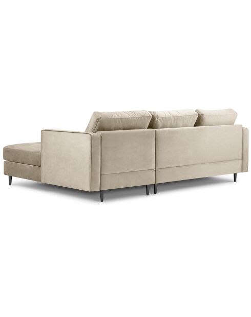 Canapé d'angle droit velours santo 4 places beige - 236x170x90 cm