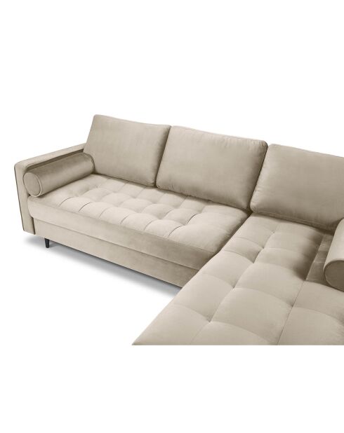 Canapé d'angle droit velours santo 4 places beige - 236x170x90 cm