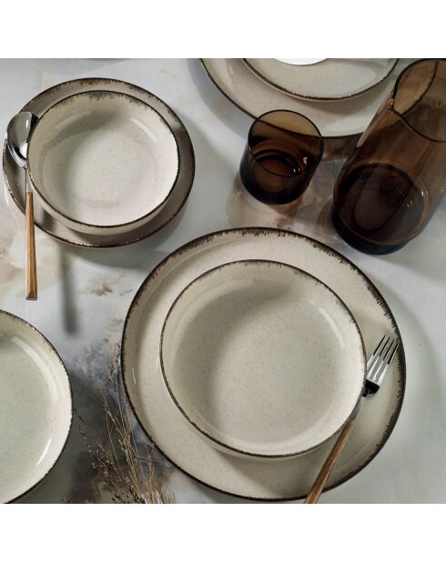 Service de table en Porcelaine beige - 24 pièces