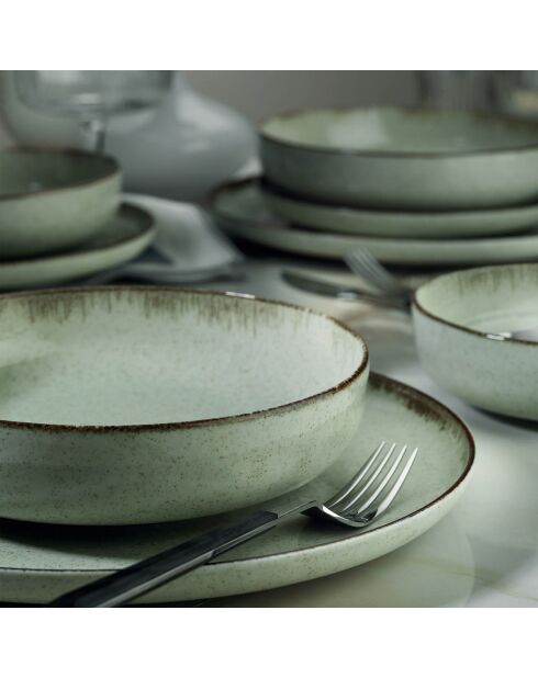 Service de table en Porcelaine vert - 24 pièces