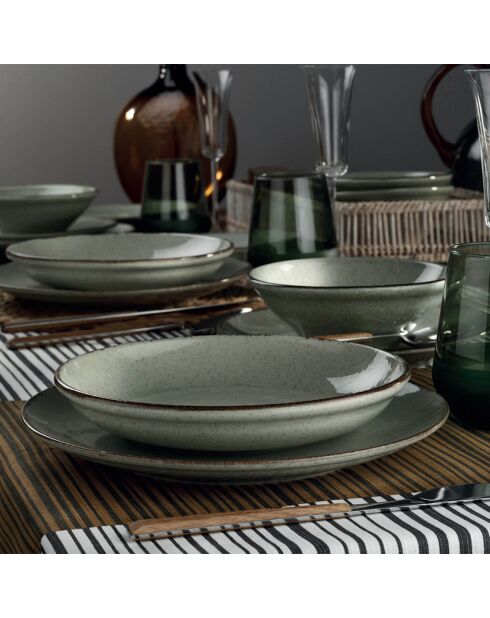 Service de table en Porcelaine vert - 24 pièces