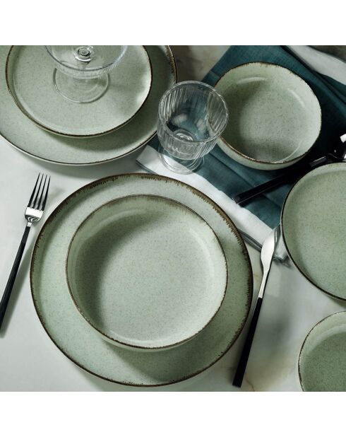 Service de table en Porcelaine vert - 24 pièces
