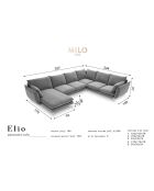 Canapé d'angle droit panoramique Elio 7 places gris clair - 337x244x95 cm