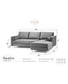 Canapé d'angle droit velours santo 4 places bleu roi - 236x170x90 cm