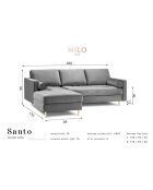 Canapé d'angle gauche velours santo 4 places gris foncé - 236x170x90 cm