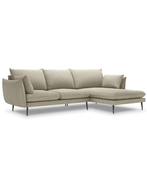 Canapé d'angle droit elio 4 places beige - 251x170x97 cm