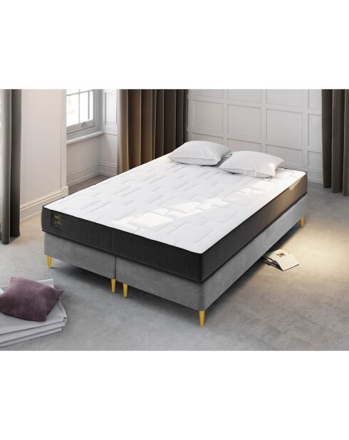 Matelas à ressorts ensachés double face Mio blanc/noir - 200x160 cm