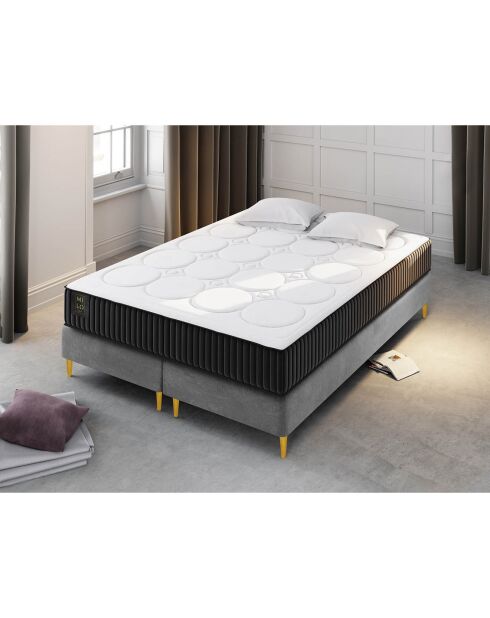 Matelas à ressorts ensachés double face Enzo blanc/noir - 200x180 cm