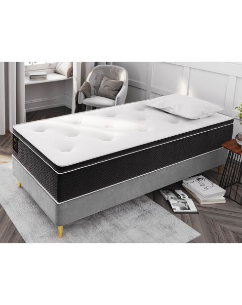 Matelas à ressorts ensachés Este blanc/noir - 190x90 cm