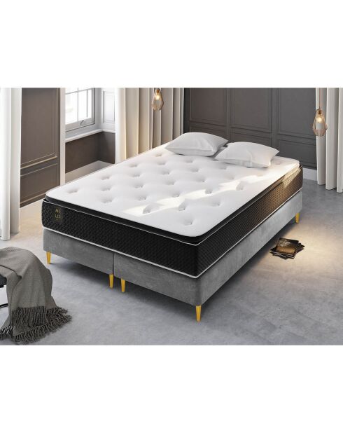 Matelas à ressorts ensachés Este blanc/noir - 200x180 cm