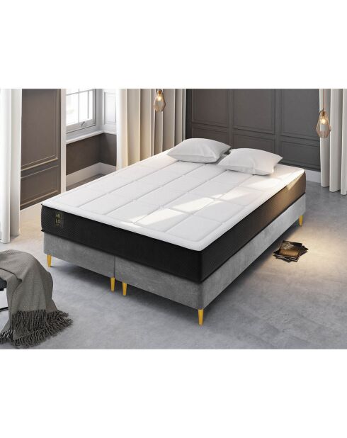 Matelas à ressorts ensachés Galileo blanc/noir - 200x160 cm