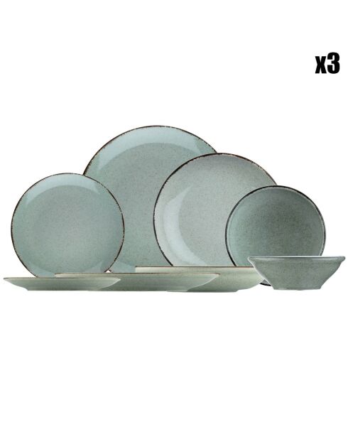 Service de table en Porcelaine vert - 24 pièces