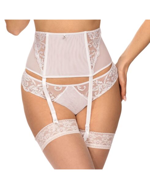 Porte-Jarretelle taille haute Giselle blanc/argenté