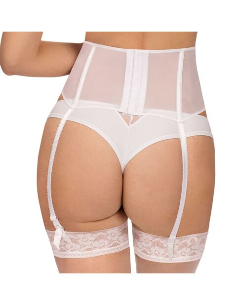Porte-Jarretelle taille haute Giselle blanc/argenté