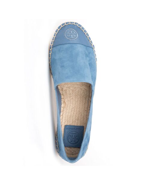 Espadrilles en Velours de Cuir Color Block bleues