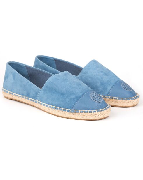 Espadrilles en Velours de Cuir Color Block bleues