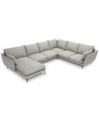 Canapé d'angle droit panoramique Elio 7 places gris clair - 337x244x95 cm