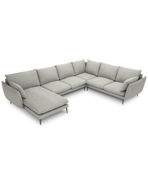 Canapé d'angle droit panoramique Elio 7 places gris clair - 337x244x95 cm