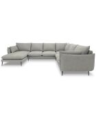 Canapé d'angle droit panoramique Elio 7 places gris clair - 337x244x95 cm