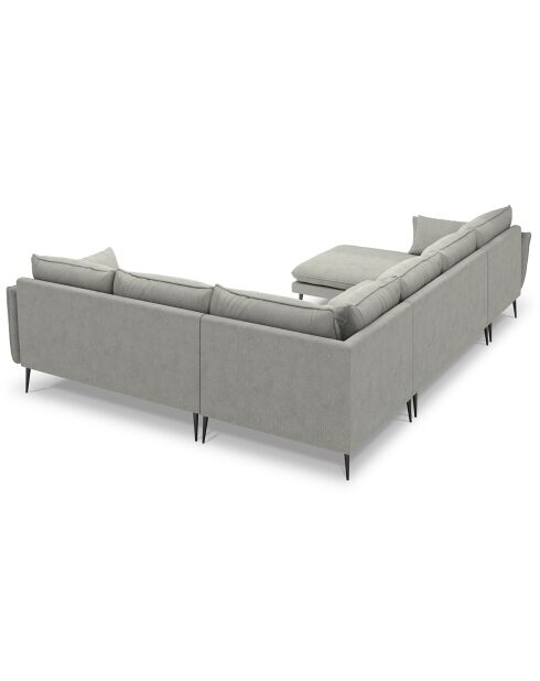 Canapé d'angle droit panoramique Elio 7 places gris clair - 337x244x95 cm