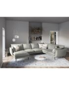Canapé d'angle droit panoramique Elio 7 places gris clair - 337x244x95 cm