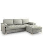 Canapé d'angle droit convertible avec coffre de rangement santo 5 places gris clair - 240x175x96 cm
