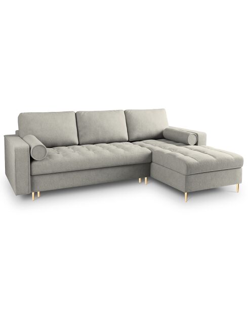 Canapé d'angle droit convertible avec coffre de rangement santo 5 places gris clair - 240x175x96 cm
