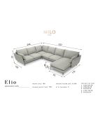 Canapé d'angle droit panoramique Elio 7 places gris clair - 337x244x95 cm