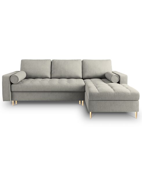 Canapé d'angle droit convertible avec coffre de rangement santo 5 places gris clair - 240x175x96 cm