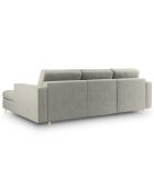 Canapé d'angle droit convertible avec coffre de rangement santo 5 places gris clair - 240x175x96 cm