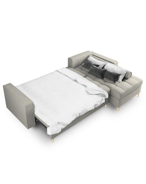 Canapé d'angle droit convertible avec coffre de rangement santo 5 places gris clair - 240x175x96 cm