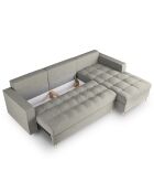 Canapé d'angle droit convertible avec coffre de rangement santo 5 places gris clair - 240x175x96 cm