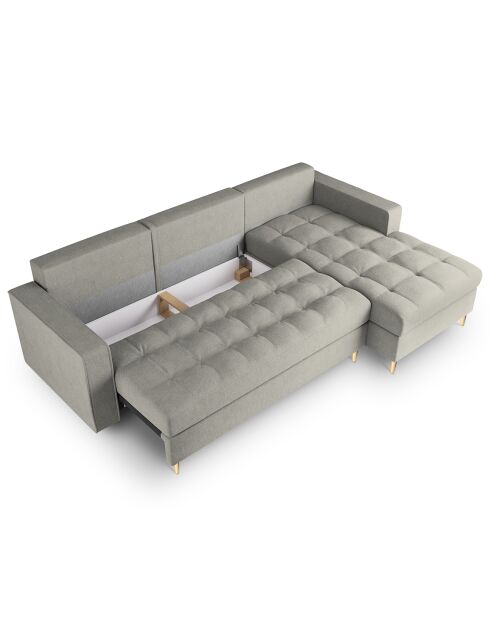 Santo 5-zits converteerbare hoekbank rechts met opbergbox lichtgrijs - 240x175x96 cm