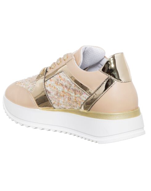 Baskets en Cuir Cipria rose/doré - Talon 5 cm