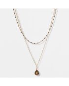 Collier Barbaron en Unakite vert/doré