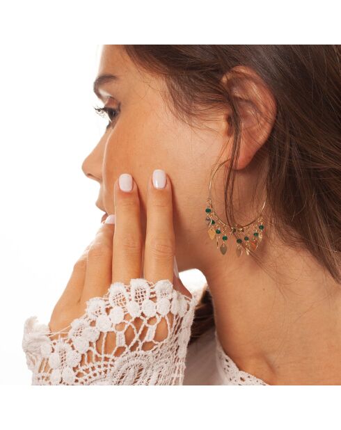 Boucles d'oreilles Bathshebz en Cristal vert/doré