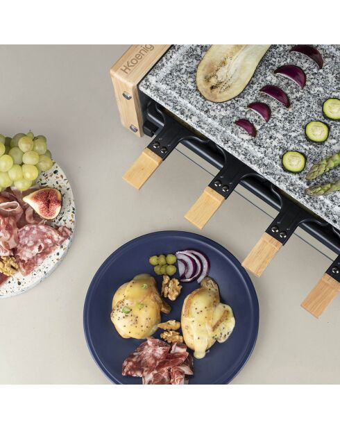 Raclette & pierre à cuire design WOD12 bois - 8 personnes