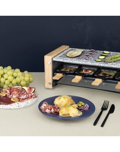 Raclette & pierre à cuire design WOD12 bois - 8 personnes