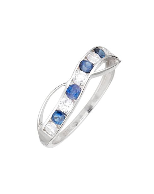 Bague Océanos Saphirs 2.5 ct & Zircones or blanc