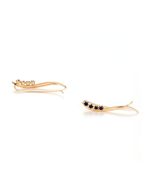 Boucles d'oreilles Lines Saphirs 0.25 ct or jaune