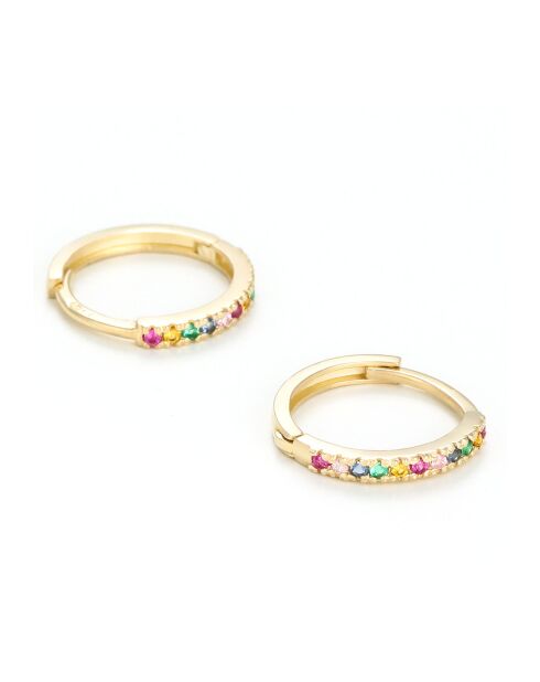 Boucles d'oreilles Créoles Zircones multicolores or jaune