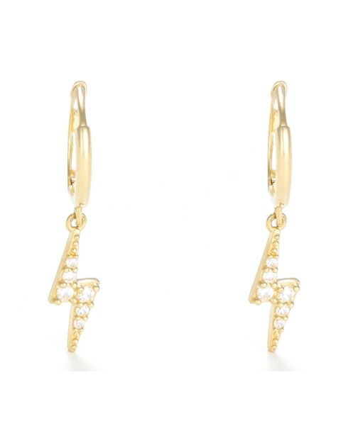 Boucles d'oreilles Eclair Zircones or jaune