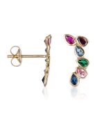 Boucles d'oreilles Pétales Zircones multicolores or jaune