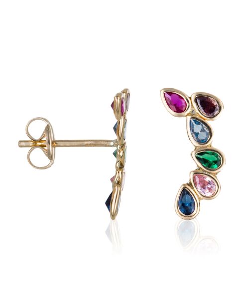 Boucles d'oreilles Pétales Zircones multicolores or jaune