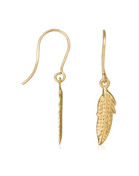 Boucles d'oreilles Plumes or jaune