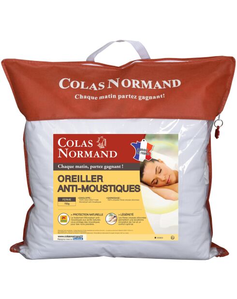 Oreiller anti-moustiques microstop blanc - 65x65 cm