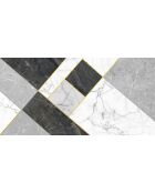 Tapis vinyle géométrique Marbre gris/doré - 50x100 cm