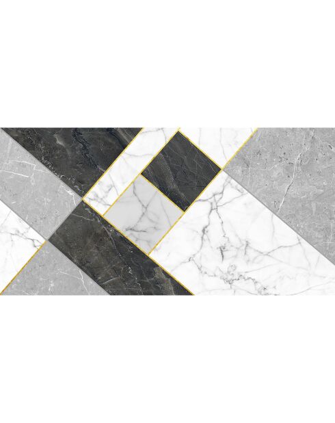 Geometrischer Vinylteppich grau/goldener Marmor - 50x100 cm
